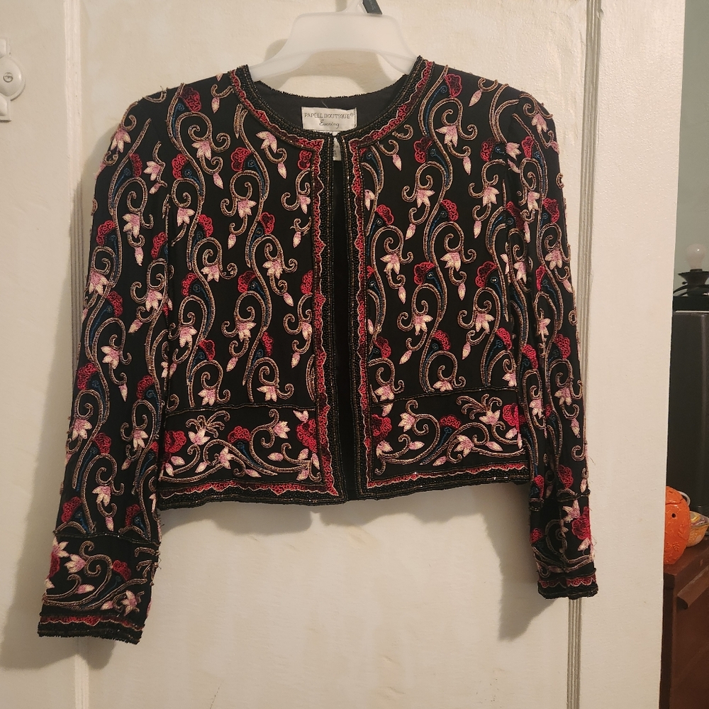 Vintage black beaded jacket - Picture 1 of 3